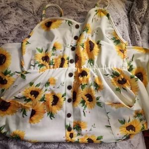 Spaghetti straps sunflower dress